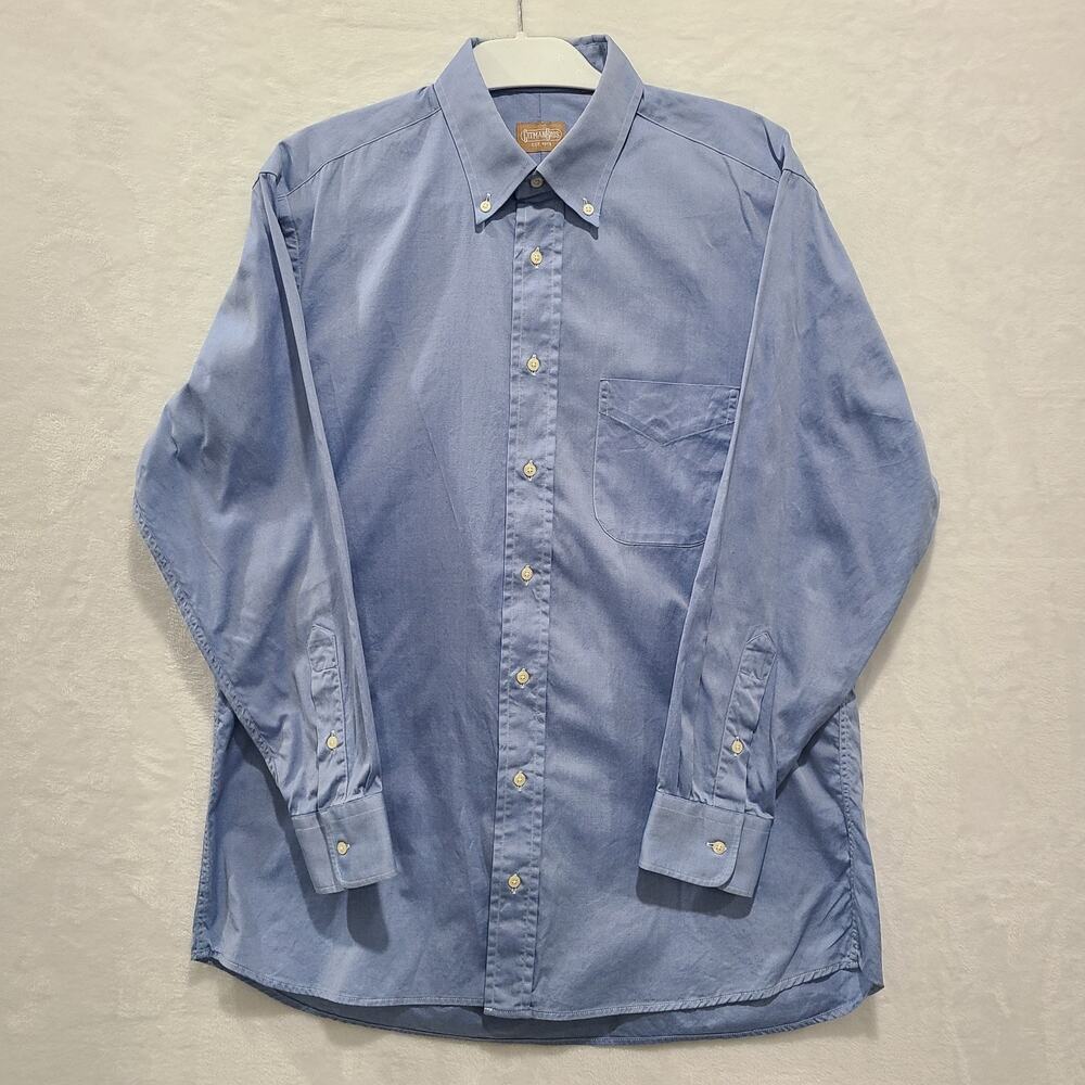 Gitman Bros Mens Blue Pinpoint Oxford Button Down Shirt Dress Casual EUC 16.5x32